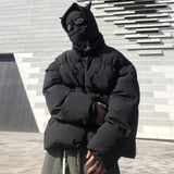 Y2K tribal flames featuring hip hop streetwear parka embroidered skull jacket harajuku little devil designer hood padded jacket coat winter outwear unisex
