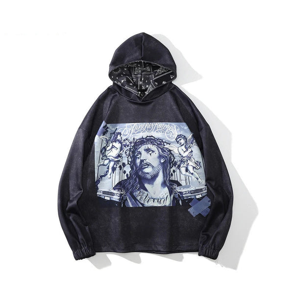 skatercore chrome print featuring rainbowtouches new hoodies mens high street retro knight printing pattern hip hop harajuku women coat unisex superior quality