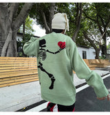 hip hop skull knitted oversized sweater men autumn winter o neck long sleeve pullover streetwear loose sweaters mens clothing urban wear with bold artwork, oversized graphic print design, unique limited edition hoodie