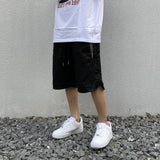 hip hop loose shorts elastic waist pants fashion printed zipper pocket half pants mens drewstring casual sportswear pant joggers urban active pants
