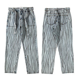 2 pieces sets mens fashion striped single breasted denim jeans jacket coat and zipper straight pants joggers new streetwear sets unique joggers style 3918
