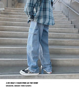 men jeans wide leg denim pants loose straight baggy mens jeans hip hop streetwear skateboard neutral denim trousers cargo jeans unique cargo style 2664