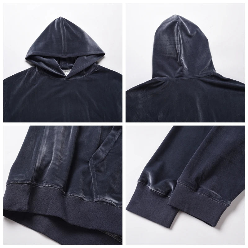 2021 Fashionable Mens Streetwear Velour Hoody Hoodie Oversized Casual