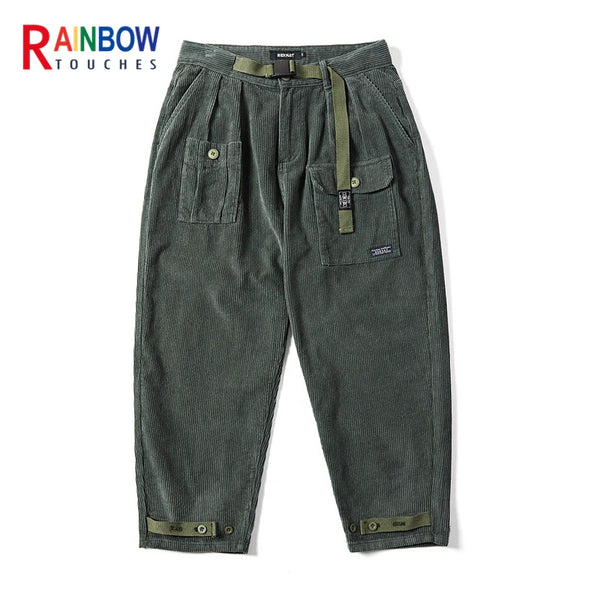 rainbowtouches fashion classic brand men wide legs casual pants corduroy overalls high street hip hop superior quality trousers menswear bottoms