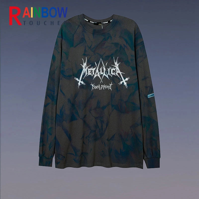 Cyberpunk Shirt – Rainbowtouches 2021 Drop Shoulder Oversize Top Hip Hop Tie D – Edgy Streetwear for All Genders