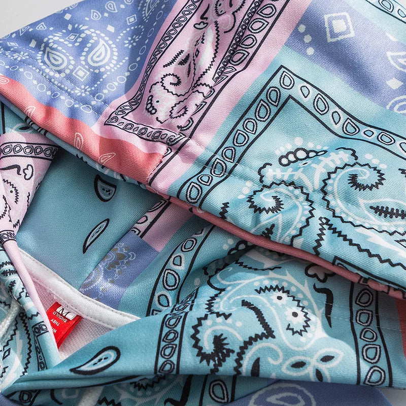 Bandana Patchwork Hoodies Sweatshirts Streetwear 2020 Autumn Mens Hip