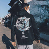 Japanese Chinese Style Hoodies Streetwear Sweatshirt Hooded Hip Hop Ev