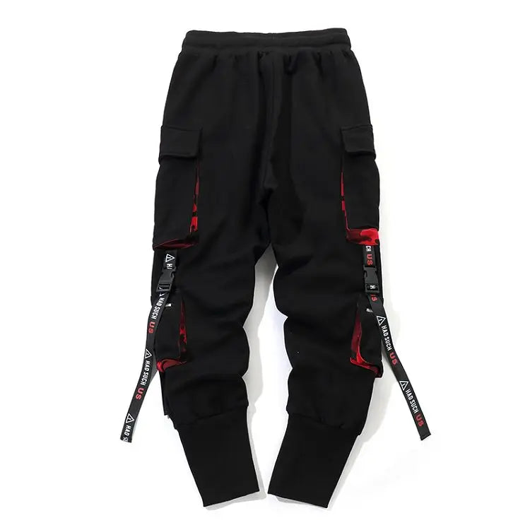 men hip hop black cargo pants joggers sweatpants overalls men ribbons streetwear harem pants women fashions trousers unique joggers style 2705