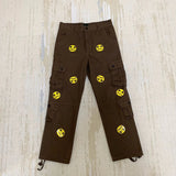 mens high street smilely loose cargo pants casual zipper straight jeans hip hop side pockets loose fit streetwear casual joggers unique joggers style 3497