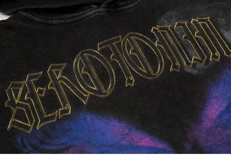 Oversize Hoodie Hip Hop Washed Sweatshirt Men Streetwear Painting Grap
