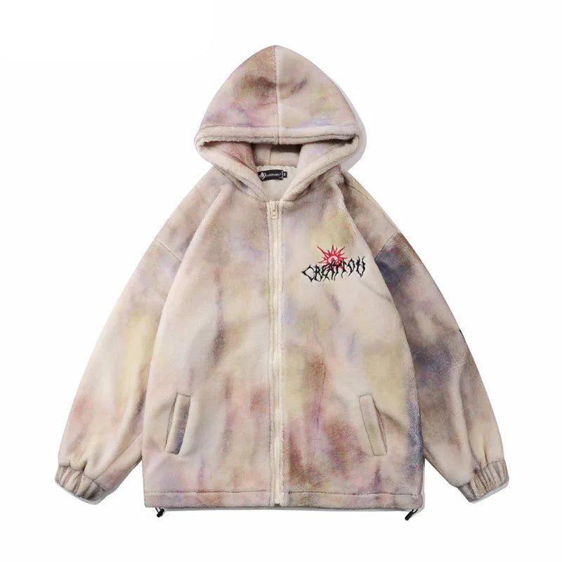 Gothic Oversized Tee – Mens Hip Hop Cats Harajuku Printed Fleece Jackets Coats – Streetwear Fashion for Men & Women