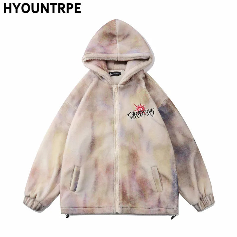 Gothic Oversized Tee – Mens Hip Hop Cats Harajuku Printed Fleece Jackets Coats – Streetwear Fashion for Men & Women