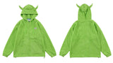 Aolamegs Hoodies Men Twist Knitting Demon Horns Solid Color Zipper Coa