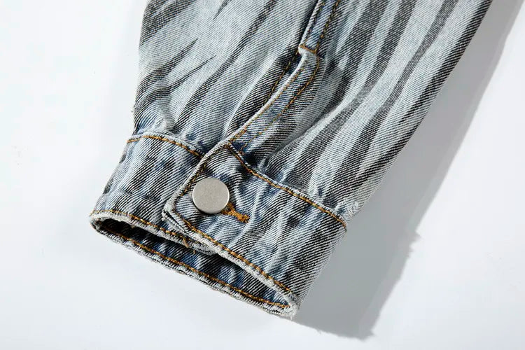2 pieces sets mens fashion striped single breasted denim jeans jacket coat and zipper straight pants joggers new streetwear sets unique joggers style 3932