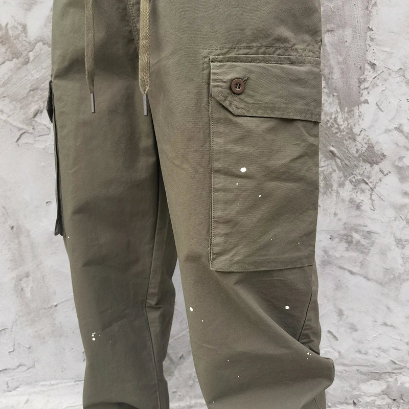 rainbowtouches fashion classic brand mens baggy cargo pants soild color trousers loose straight tooling style lace up overalls unique cargo style 1702