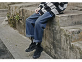 wide legs jeans men fashion retro solid color casual straight jean pants mens streetwear hip hop denim pants mens trousers m 3xl unique jeans style 3682