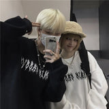 2021 Harajuku Weirdo Graffiti Letter Printed Hoodies Men Lucky Me I Se