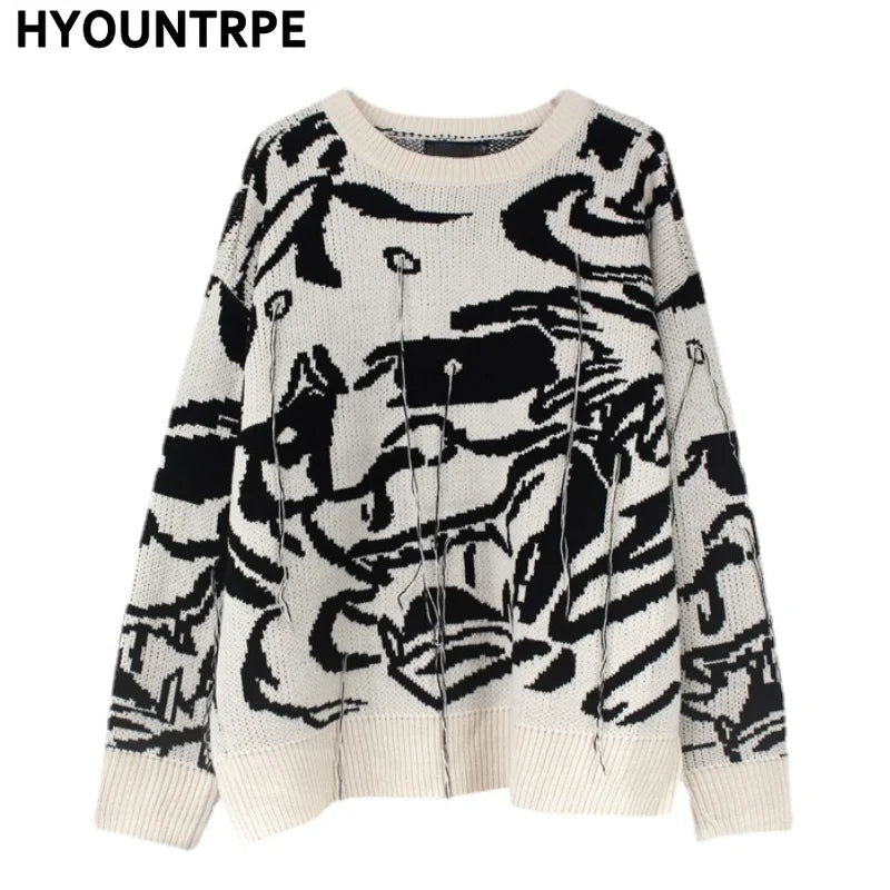 mens sweaters fashion hip hop tassel harajuku sweaters casual long sleeve o neck knitted sweater cotton pullover jumpers sweater unique limited edition hoodie, aesthetic street look hoodie, streetwear fashion hoodie