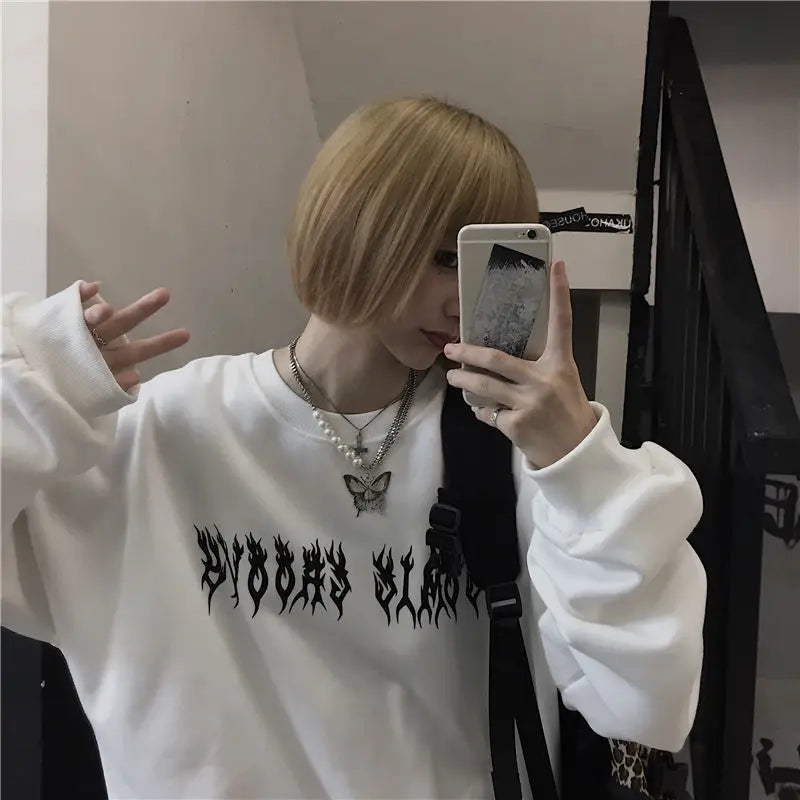 2021 Harajuku Weirdo Graffiti Letter Printed Hoodies Men Lucky Me I Se