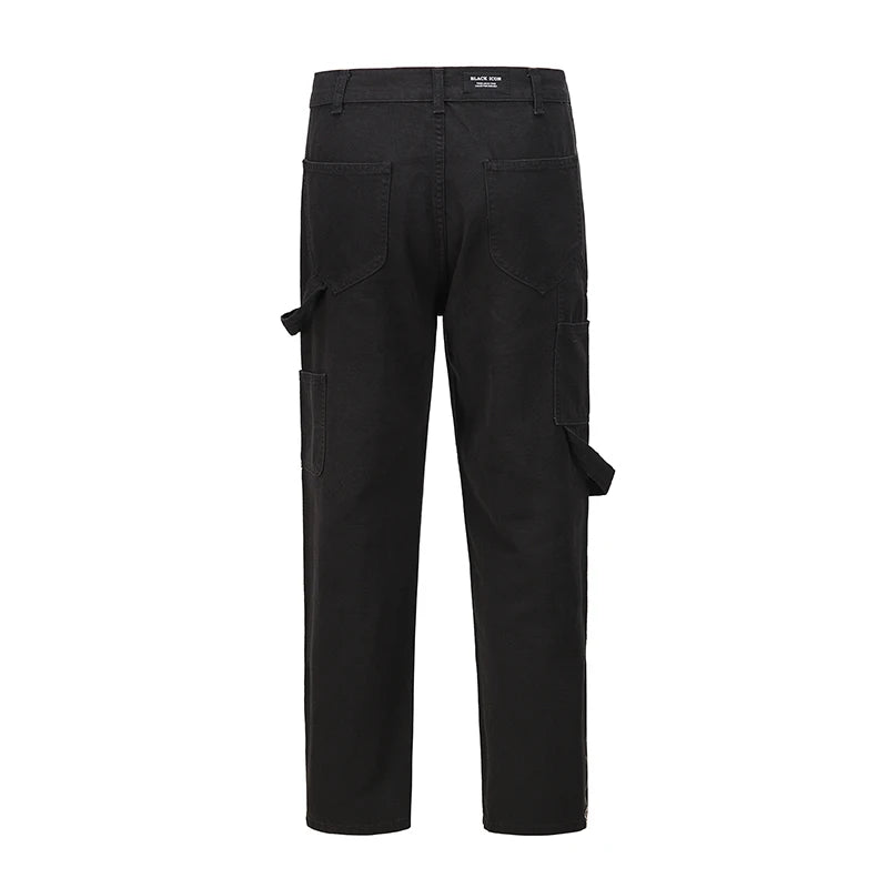 harajuku ankle zipper logging pants overalls mens straight streetwear oversized retro baggy cargo pants loose casual trousers unique cargo style 5080