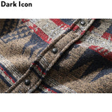 Dark Icon Geometric Stripe Shirts Men Women Long Sleeve Harajuku Woolen Shirts Men Clothing