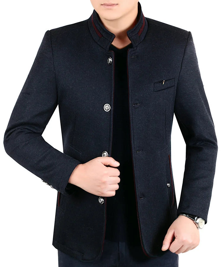Autumn Winter Wool Coat Men Leisure Long Woolen Coats Men's Pure Color Business Casual Fashion Jackets Men Wool Overcoat Outwear