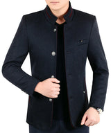 Autumn Winter Wool Coat Men Leisure Long Woolen Coats Men&#39;s Pure Color Business Casual Fashion Jackets Men Wool Overcoat Outwear