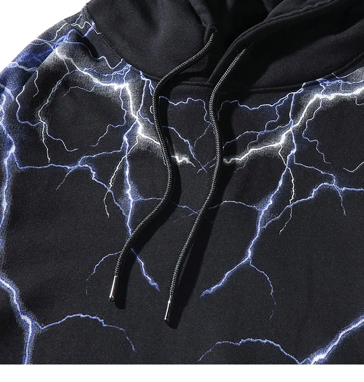 Hip Hop Lightning Hoodie Sweatshirt Men Harajuku Streetwear Hooded Pul