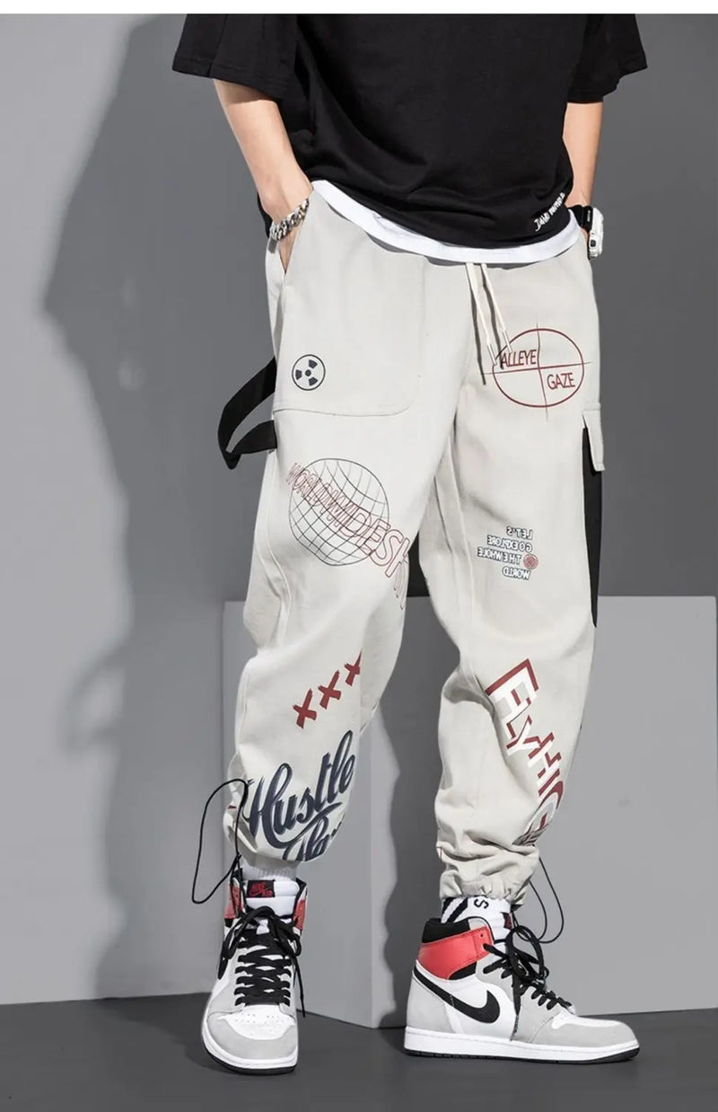 men pants spring and autumn cargo pants man fashion hip hop casual pants loose korean drawstring men joggers sweatpants unique joggers style 2472
