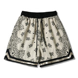 Mens Paisley Printed Hip Hop Loose Shorts Elastic Waist Sweat Shorts Casual Harajuku Drawstring Streetwear Sportswear Joggers