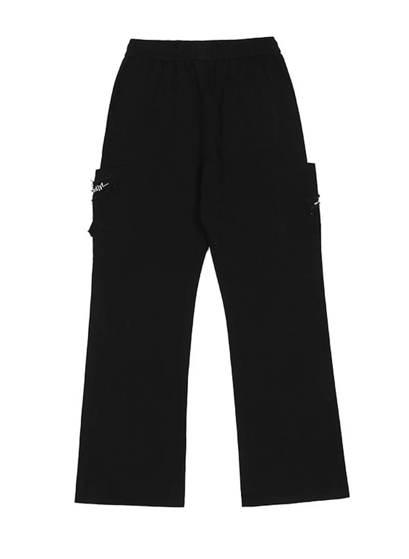 rainbowtouches fashion classic brand mens cargo pants print trousers loose straight high street style overalls black wide legs unique cargo style 4924