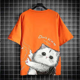 Y2K Graphic Tee – Black Kawaii Cat T Shirt Men Japanese Cute T Shirt – Urban Streetwear for Men & Women