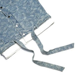 2 pieces sets men fashion patchwork single breast denim jeans hooded jacket coat and loose straight pants joggers streetwear set unique joggers style 4044