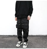 men pockets cargo pants new fashion zipper loose fit harajuku military trousers casual hip hop sportswear streetwear black pants utility cargo pants