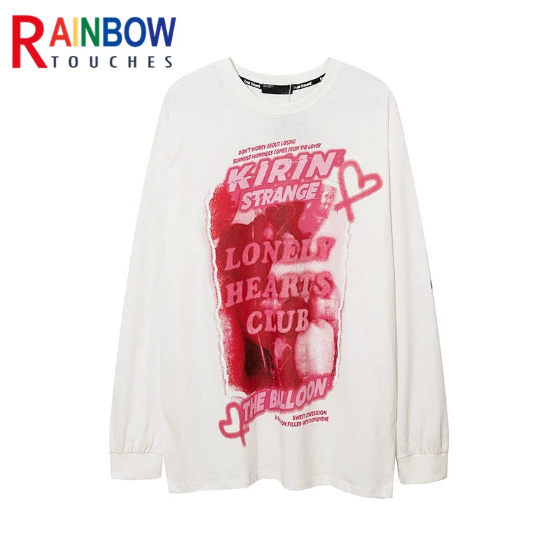 Cyberpunk Graphic Tee – Rainbowtouches 2021 Menswear Trend Long Sleeve Fall Shoulder – Modern Streetwear for Everyone