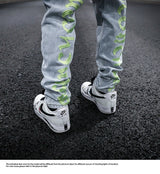 men back letter embroidery denim jean pants fashion slim zipper biker jeans trouser new casual hip hop streetwear pants joggers unique joggers style 1303