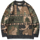 grunge knit sweater with heavyweight fabric, layered urban look for cold weather, street fashion menswear trend for seasonal 