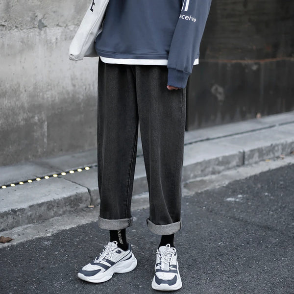 wide legs jeans men fashion retro solid color casual straight jean pants mens streetwear hip hop denim pants mens trousers m 3xl vintage washed jeans