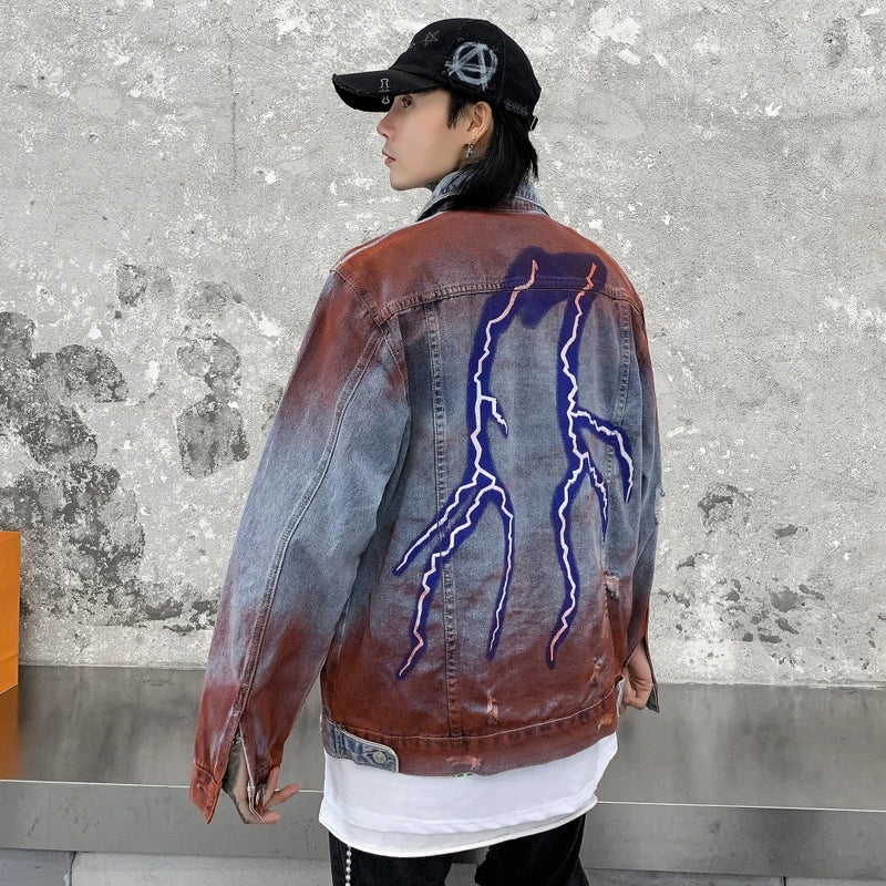 graphic outerwear featuring mens hip hop lightning denim jackets fashion graffiti ripped coats high street swag outerwears 2020 new spring streetwear jacket design – premium quality jacket for men