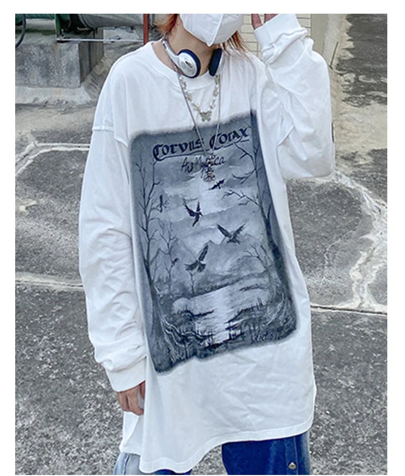 Anime Aesthetic Tee – Rainbowtouches Drop Shoulder Top High Street Abstract – Modern Streetwear for Everyone