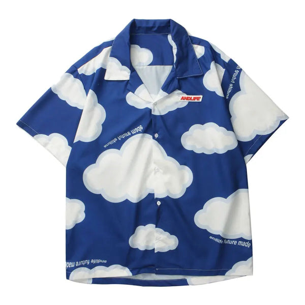 Gothic Long Sleeve Dress Shirt – Gonthwid Shirt Harajuku Clouds Print Shirt Jackets Coats Streetwear Hip Hop Harajuku Summer Fashion Men Short Sleeve Button Tops | Button Shirt Drop #162