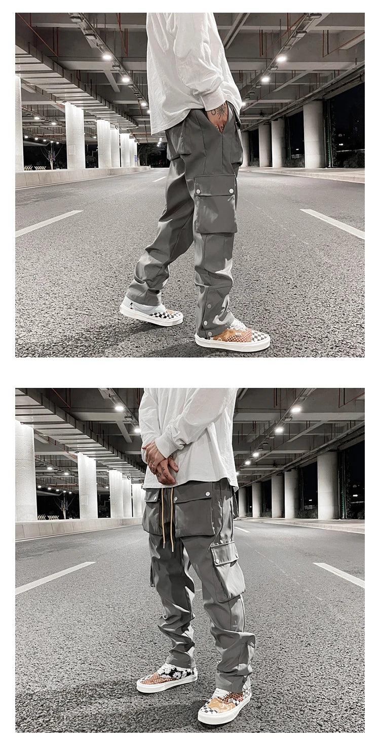 high street functional hip hop cargo pant harajuku fashionable multi pocket cargo trousers men women streetwear loose casual unique cargo style 5389