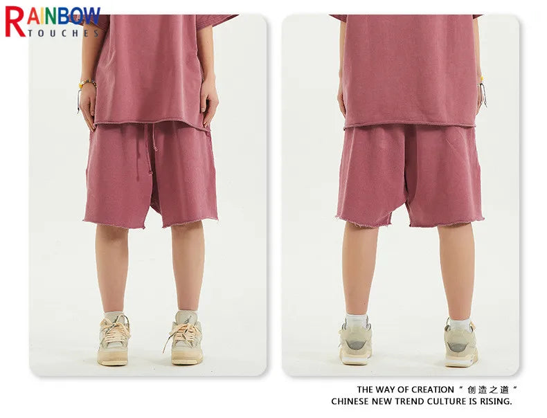 Rainbowtouches Summer Mens New Shorts Fringes Tassels Washing Casual High Street Solid Color Cotton Tidal Current Hawaii Boys