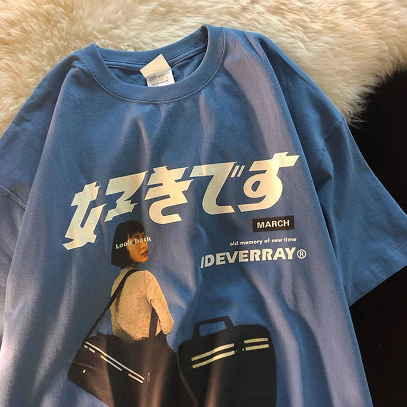 Gothic Streetwear – Hip Hop Streetwear Harajuku T Shirt Girl Japanese Kanji Prin – Modern Streetwear for Everyone