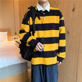 Autumn Lapel Hoodie Mens Fashion Hit Color Casual Striped Hoodies Mens