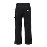 2023 streetwear graffiti cargo flared jeans khaki black splash ink wide leg denim pant hip hop cargo trousers jean men unique cargo style 5164