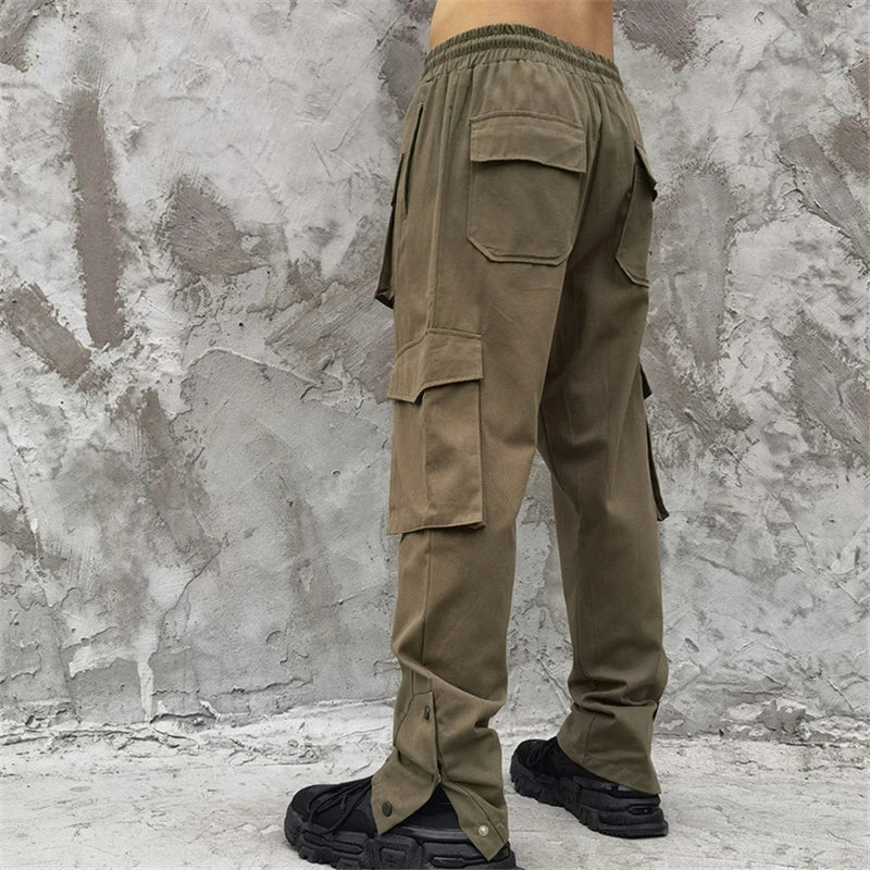 rainbowtouches new fashion classic brand mens cargo pants big pocket design trousers loose straight high street style overalls unique cargo style 3061