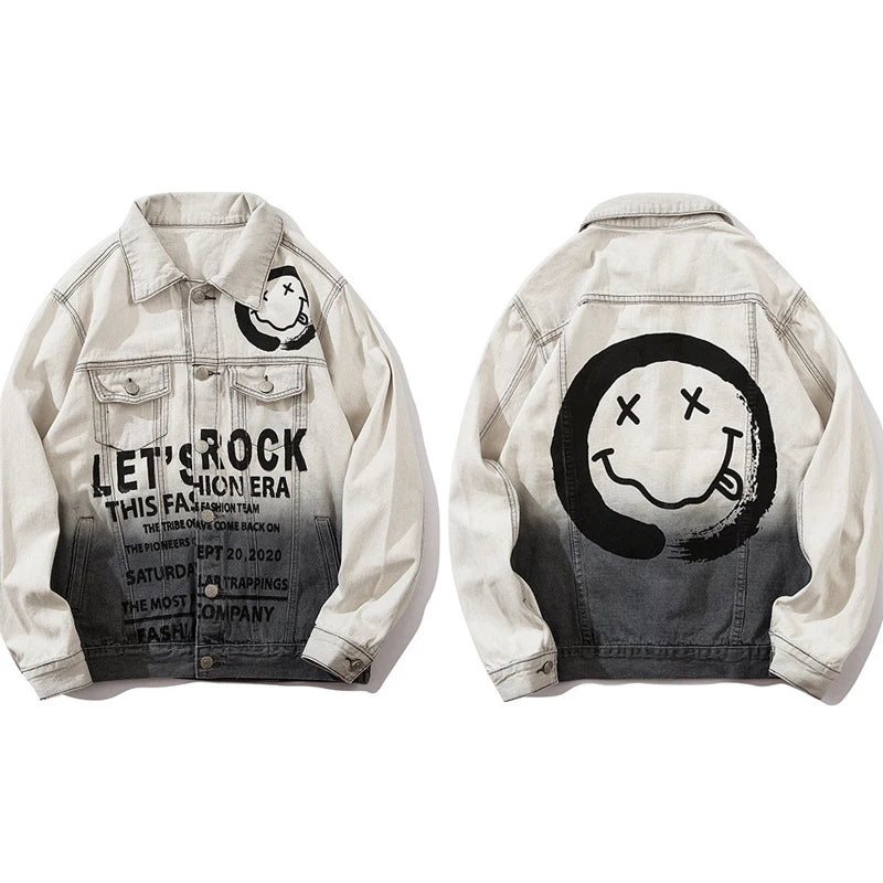 casual layering jacket featuring mens denim jackets fashion fade color single breasted hip hop streetwear coats new spring harajuku printed outerwear jacket coat design – premium quality jacket for men