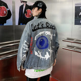 winter street style featuring mens graffiti letter denim jackets fashion turn down collar long sleeve coats outerwear hip hop casual streetwear jeans jackets design – premium quality jacket for men