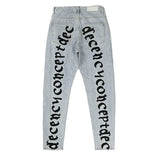 men back letter embroidery denim jean pants fashion slim zipper biker jeans trouser new casual hip hop streetwear pants joggers unique joggers style 1289